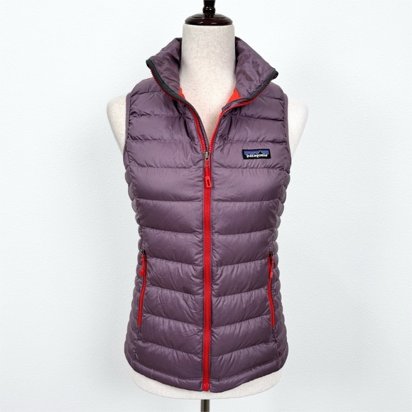 Patagonia Jackets & Blazers - Patagonia‎ Womens Down Vest Size XS Purple Orange Quilted Full Zip Layering Warm